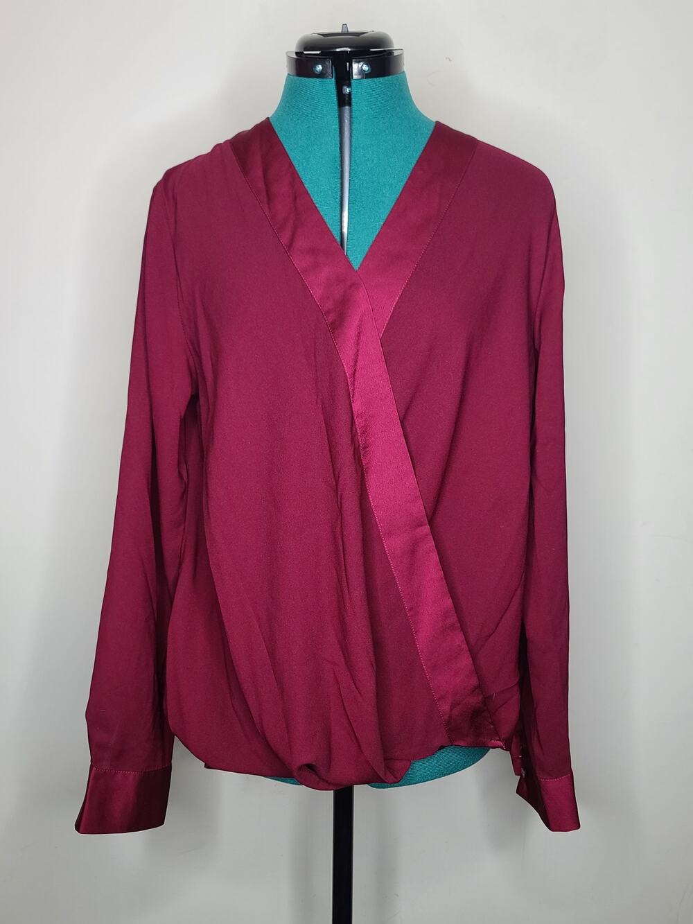 Ann Taylor crossover wrap long sleeve blouse - small